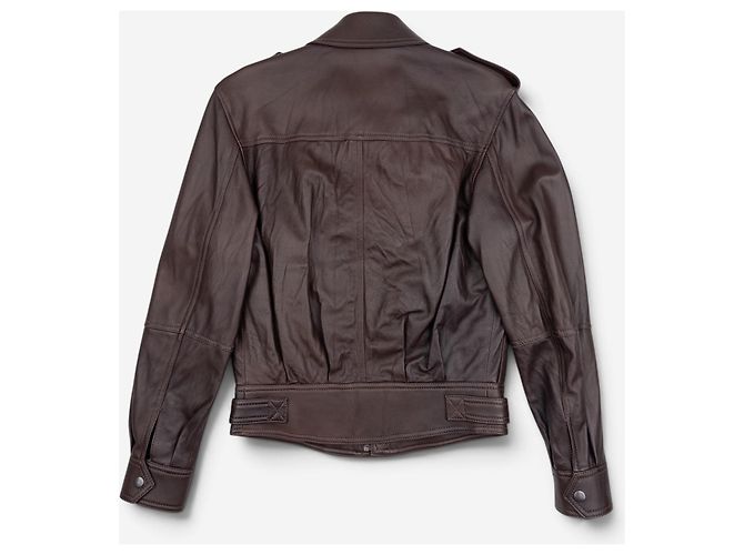 Autre Marque Saint Laurent von Anthony Vaccarello AW22 Military Leder Bomber Flight Jacket Braun - Ansicht 2