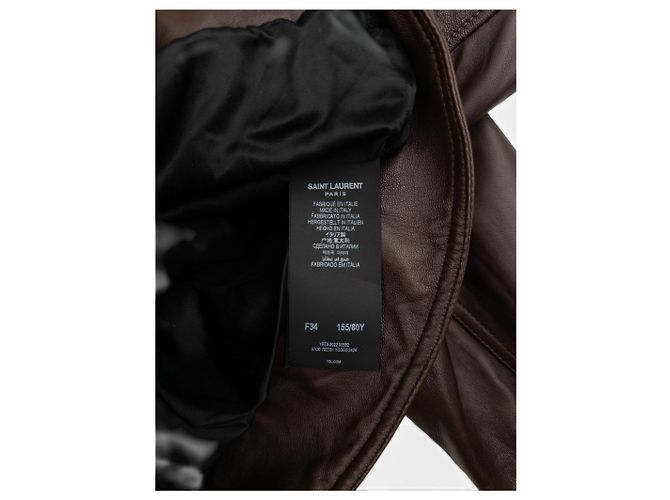 Autre Marque Saint Laurent von Anthony Vaccarello AW22 Military Leder Bomber Flight Jacket Braun - Ansicht 5