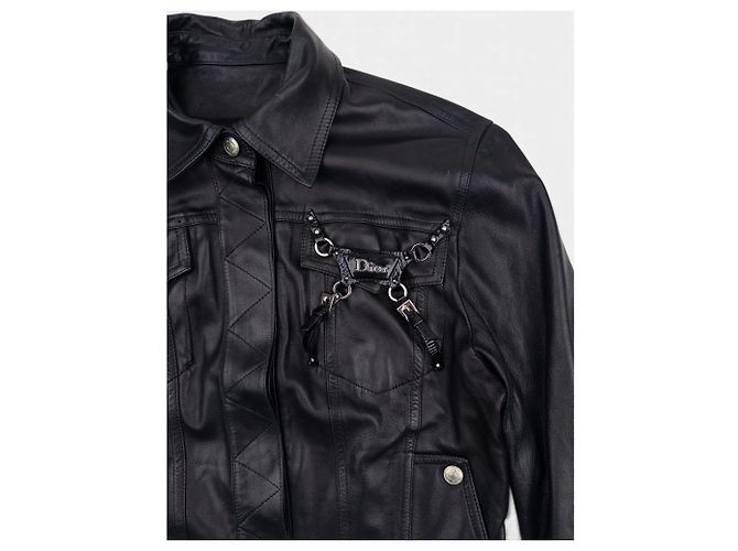 Autre Marque Dior by Galliano SS04 Bondage Punk Lederjacke Schwarz - Ansicht 3