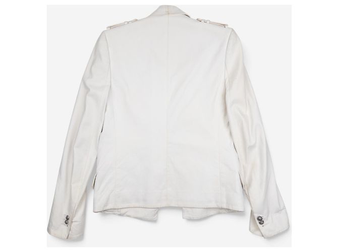 Balmain by Olivier Rousteing SS13 Militär Napoleon Leder-Blazer Jacke Weiß - Ansicht 2
