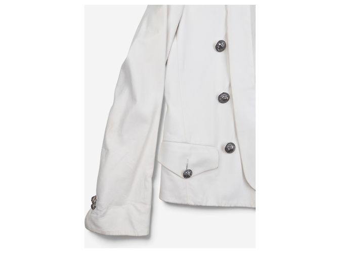 Balmain by Olivier Rousteing SS13 Militär Napoleon Leder-Blazer Jacke Weiß - Ansicht 4