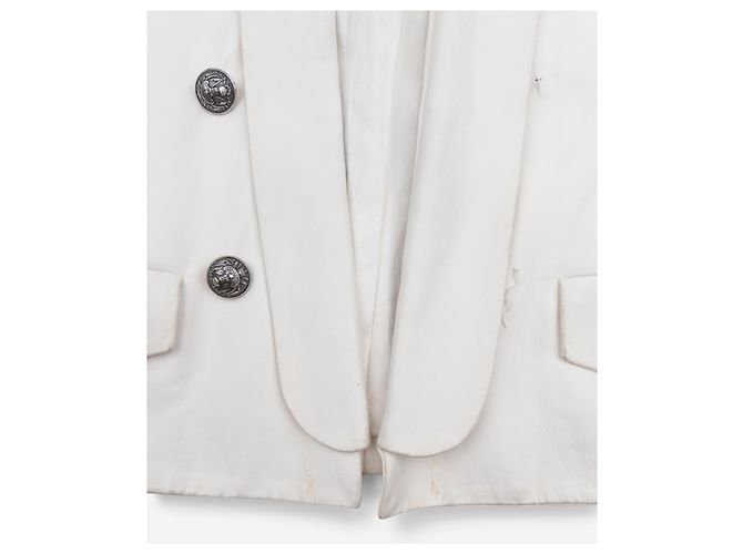 Balmain by Olivier Rousteing SS13 Militär Napoleon Leder-Blazer Jacke Weiß - Ansicht 6