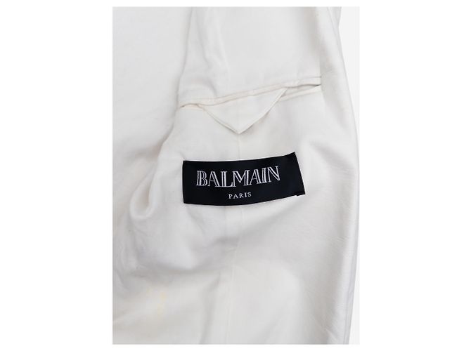 Balmain by Olivier Rousteing SS13 Militär Napoleon Leder-Blazer Jacke Weiß - Ansicht 7