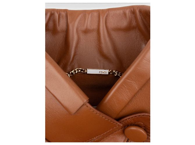Fendi SS22 Cropped Bolero Leder-Blazer Jacke Braun - Ansicht 5
