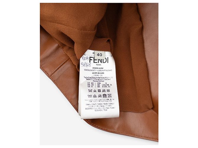 Fendi SS22 Cropped Bolero Leder-Blazer Jacke Braun - Ansicht 6