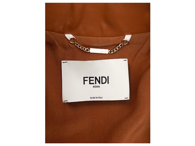 Fendi SS22 Cropped Bolero Leder-Blazer Jacke Braun - Ansicht 8