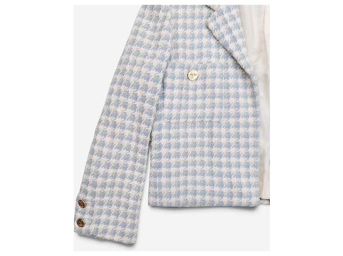 Chanel by Karl Lagerfeld AW87 Cropped Houndstooth Tweed Blazer Jacke - Ansicht 3