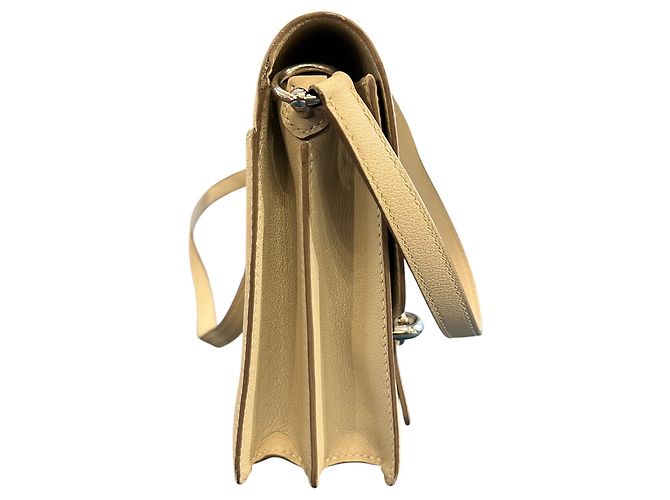 Hermès Schultertasche aus Caviar-Leder Beige - Ansicht 3