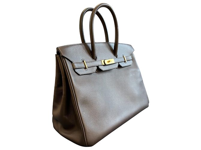 Hermès Borsa Hermes Birkin 35 2010, Pelle grana marrone - vista 2