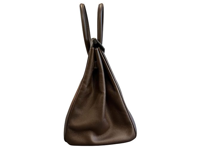 Hermès Borsa Hermes Birkin 35 2010, Pelle grana marrone - vista 3