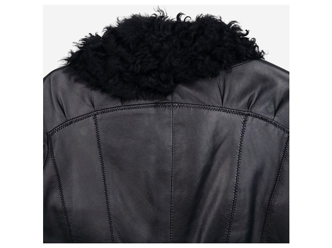 Roberto Cavalli 2000s Fur Trim Stitched Leather Jacket - view 5
