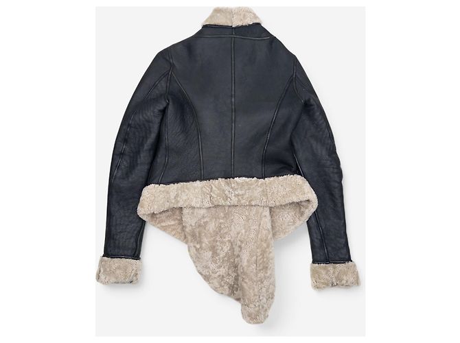 Rick Owens AW11 ‘Limo’ Wendbare Shearling-Lederjacke mit rundem Ausschnitt Schwarz - Ansicht 2