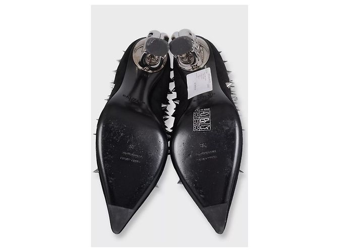 Stivaletti in camoscio nero con borchie Balmain EU 38 usati - vista 5