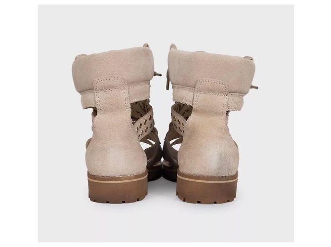 Sandalias de tacón alto de gamuza beige Balmain t Sz.37.5 de segunda mano - vista 4