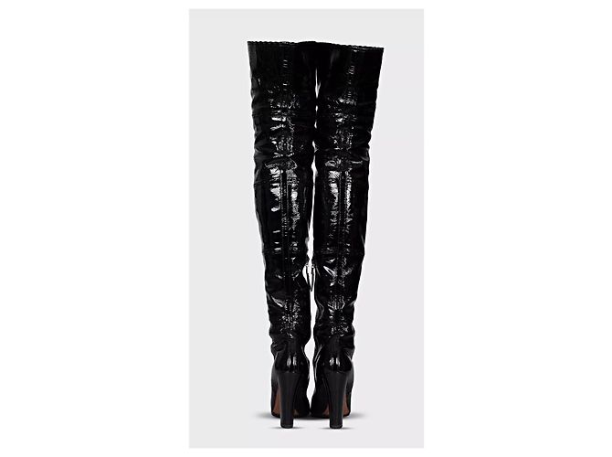 ALAÏA Over-the-Knee Boots aus schwarzem Lackleder, EU 38 gebraucht - Ansicht 4