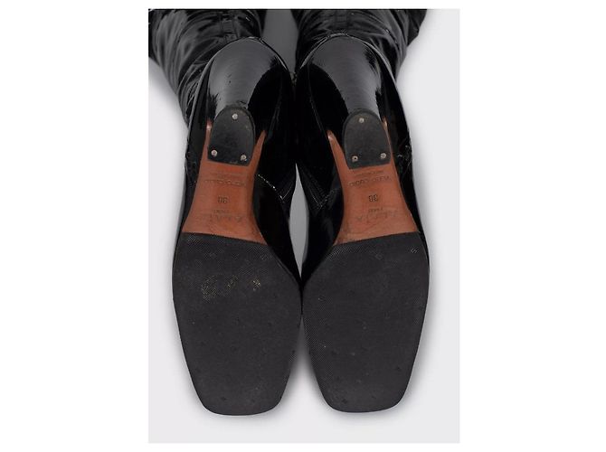 ALAÏA Over-the-Knee Boots aus schwarzem Lackleder, EU 38 gebraucht - Ansicht 5