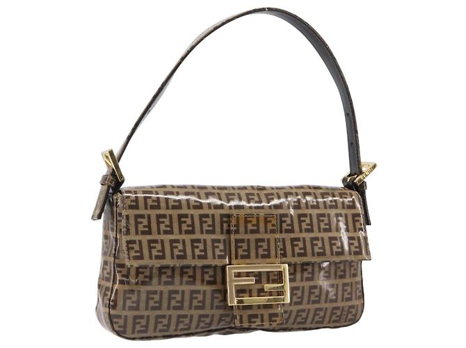 Borsa Fendi Mamma Baguette Zucca in pelle verniciata medium Beige - vista 3