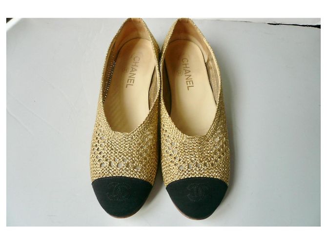 Chanel Bailarinas de malla dorada T41 Negro Dorado - vista 3