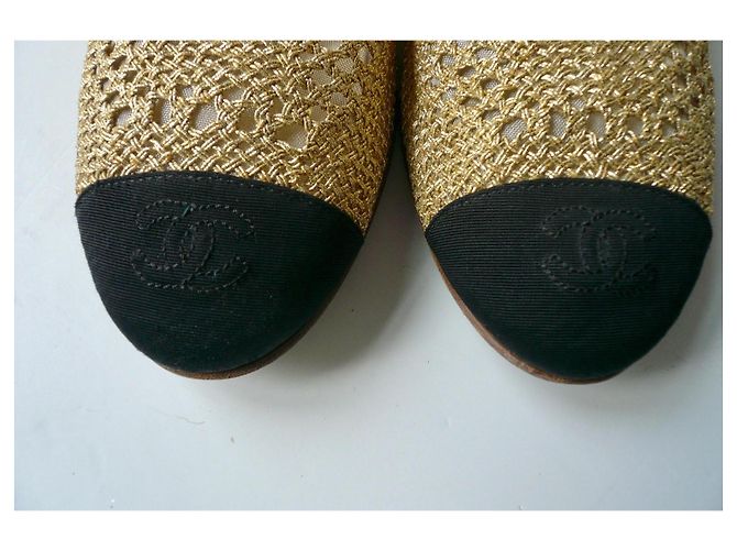 Chanel Bailarinas de malla dorada T41 Negro Dorado - vista 6