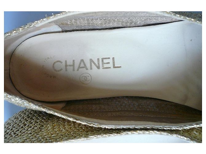 Chanel Bailarinas de malla dorada T41 Negro Dorado - vista 7