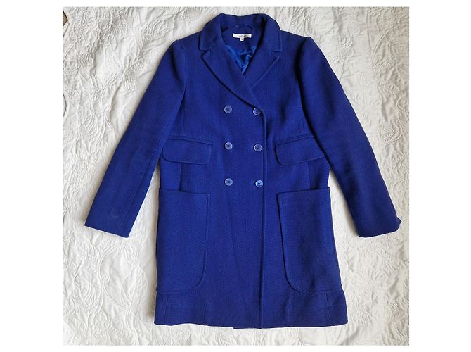 Carven Abrigo cruzado de algodón azul - vista 4
