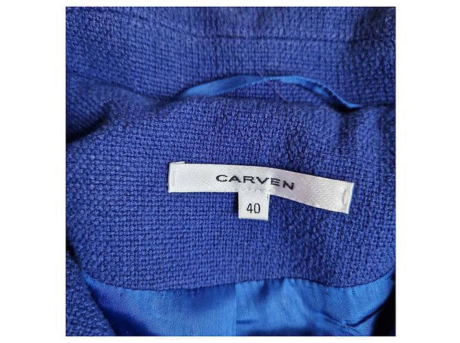 Carven Abrigo cruzado de algodón azul - vista 5