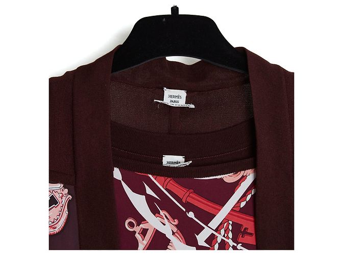 Hermès Twillaine Les Clés Ensemble aus Wolle und Seide Bordeaux - Ansicht 2