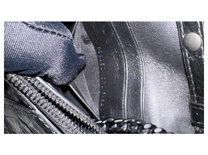 Balenciaga Hourglass Chain Bag Pelle Nera Effetto Coccodrillo Nero - vista 7