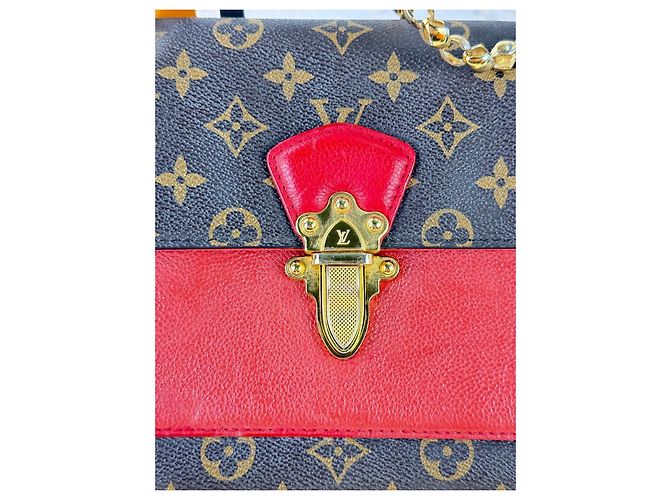 Borsa a tracolla Louis Vuitton Monogram Dauphine Marrone Rosso - vista 5