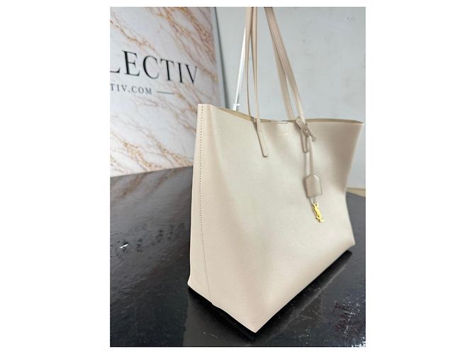 Autre Marque Borsa Saint Laurent Shopper in pelle beige - vista 7