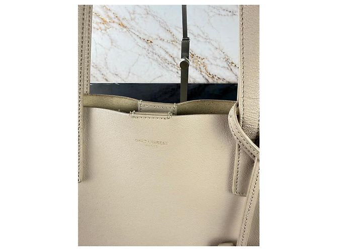 Autre Marque Borsa Saint Laurent Shopper in pelle beige - vista 8