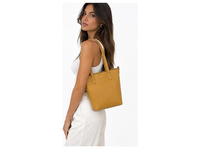 Autre Marque Saint Laurent Shopper Borsa in Pelle Caramello - vista 3