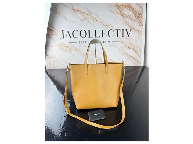 Autre Marque Saint Laurent Shopper Borsa in Pelle Caramello - vista 4