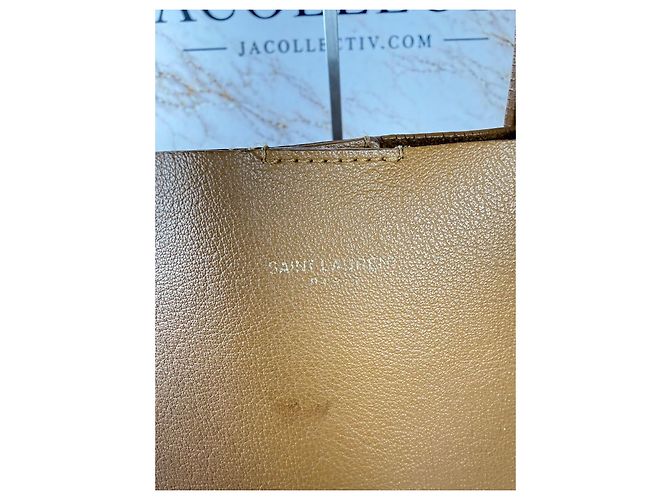 Autre Marque Saint Laurent Shopper Borsa in Pelle Caramello - vista 5