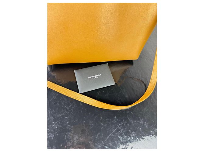 Autre Marque Saint Laurent Shopper Borsa in Pelle Caramello - vista 7