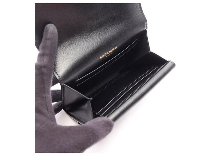 Autre Marque Tarjetero de piel Saint Laurent Negro - vista 3