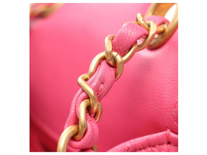 Borsa a tracolla Chanel Matelassé in pelle rosa - vista 7