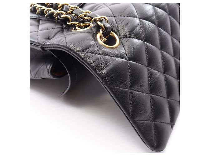 Timeless Chanel Matelassé Double Flap Schultertasche Schwarz - Ansicht 11