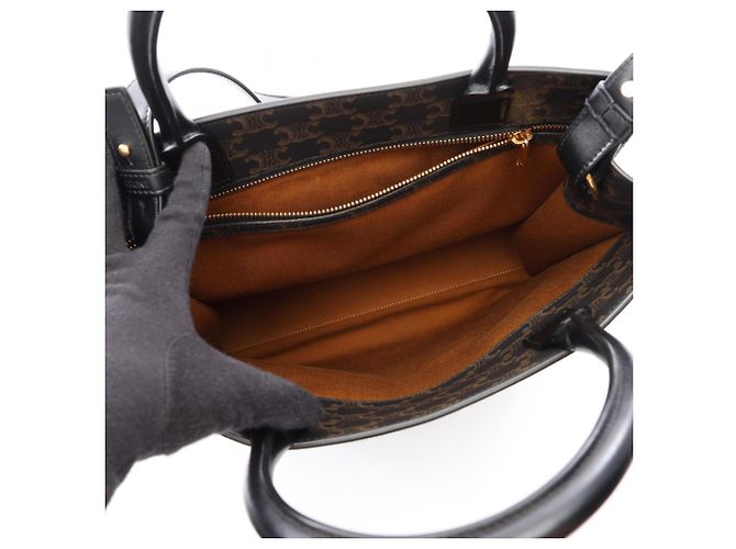 Céline Celine Medium Vertical Cabas Triomphe 2-Way Tote Bag Brown Black - view 3