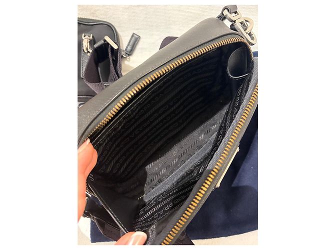 Saffiano Prada Re-Nylon Shoulder Bag with Pouch - Black - view 10