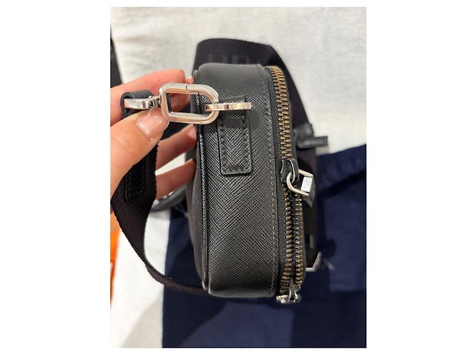 Saffiano Prada Re-Nylon Shoulder Bag with Pouch - Black - view 7