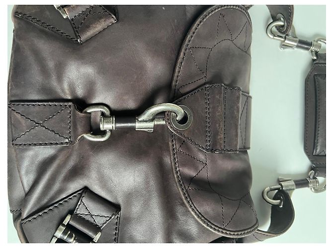 Christian Dior Borsa Hobo Rebelle Pelle Marrone - vista 4
