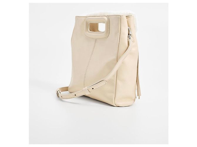 Maje Leder-Fransentasche mit Lammfell in Beige - Ansicht 3