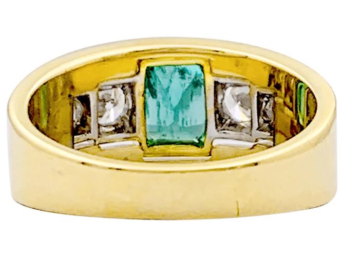 Autre Marque Zweifarbiger Goldbandring, Smaragd und Diamanten. - Ansicht 4