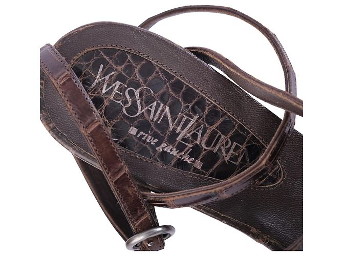 Autre Marque Sandali platform Yves Saint Laurent Rive Gauche marroni effetto croc Marrone - vista 4