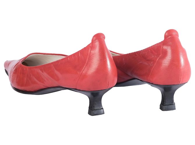 Autre Marque Décolleté kitten heel a punta in pelle rossa Luciano Padovan Rosso - vista 2