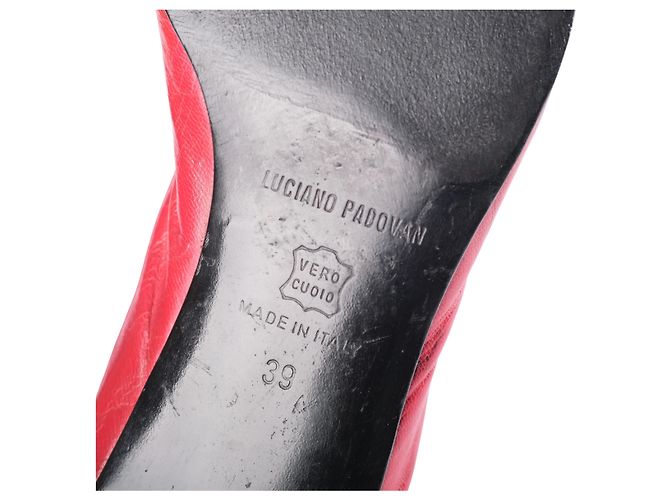 Autre Marque Décolleté kitten heel a punta in pelle rossa Luciano Padovan Rosso - vista 3
