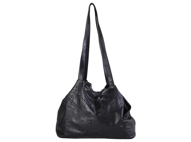 Autre Marque Borsa Tote oversized Yves Saint Laurent Rive Gauche in pelle nera Nero - vista 3