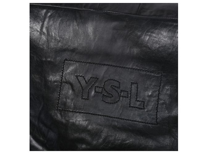 Autre Marque Borsa Tote oversized Yves Saint Laurent Rive Gauche in pelle nera Nero - vista 4