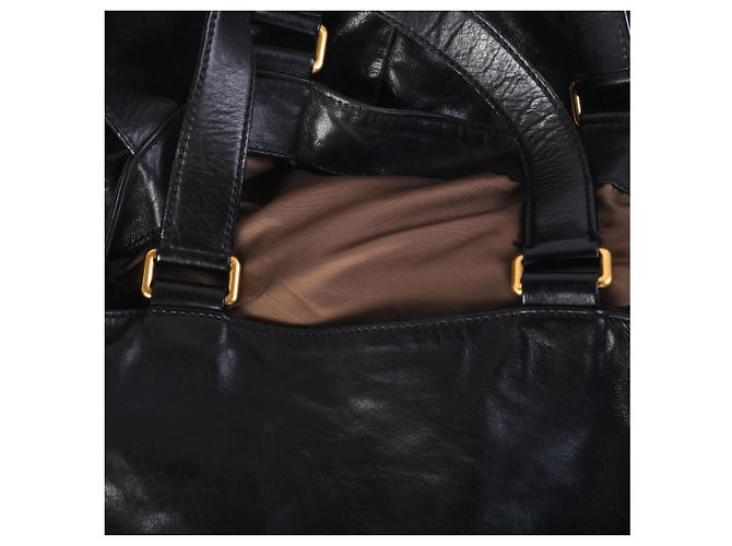 Autre Marque Borsa Tote oversized Yves Saint Laurent Rive Gauche in pelle nera Nero - vista 5